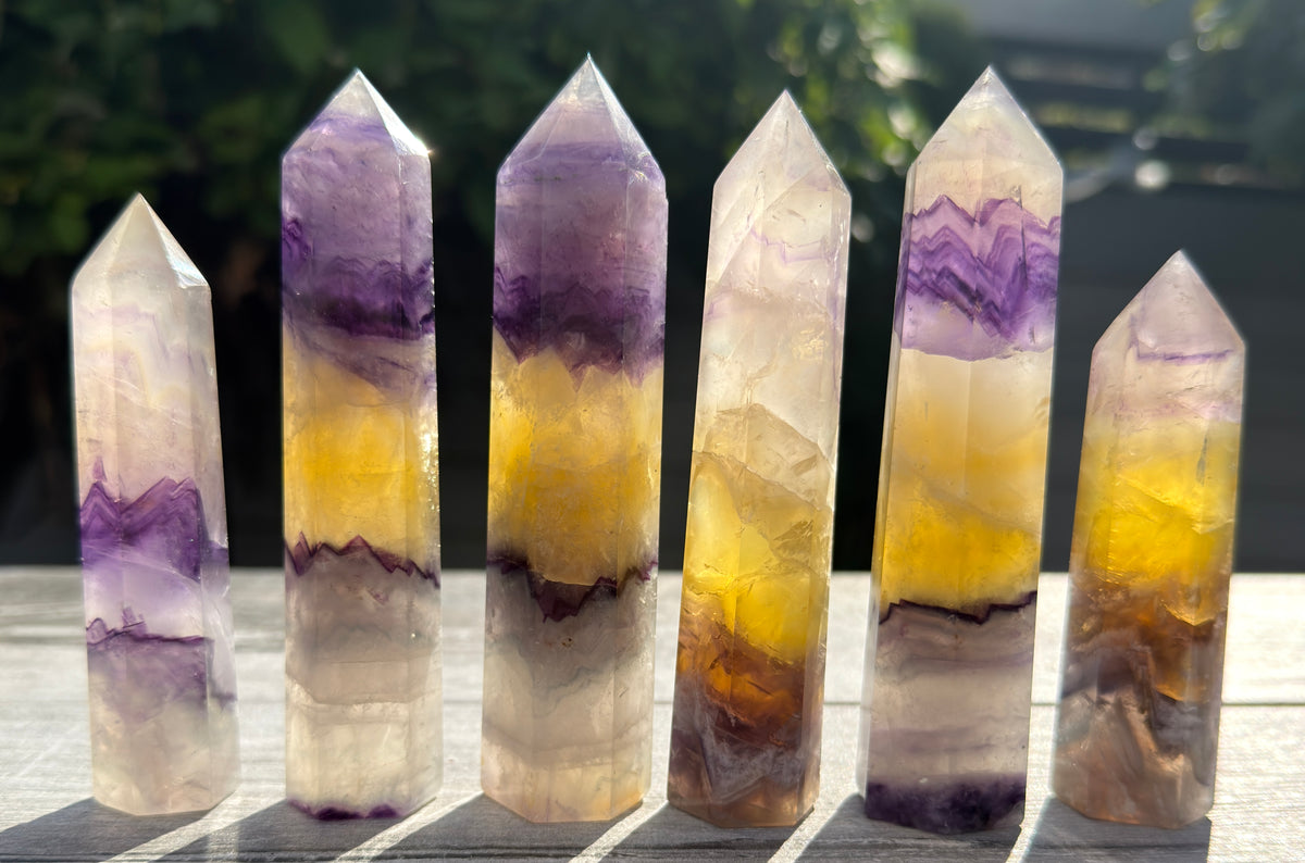 Wholesale Lot 2 lbs Natural Purple Yellow Fluorite Obelisk Tower Point Crystal Healing