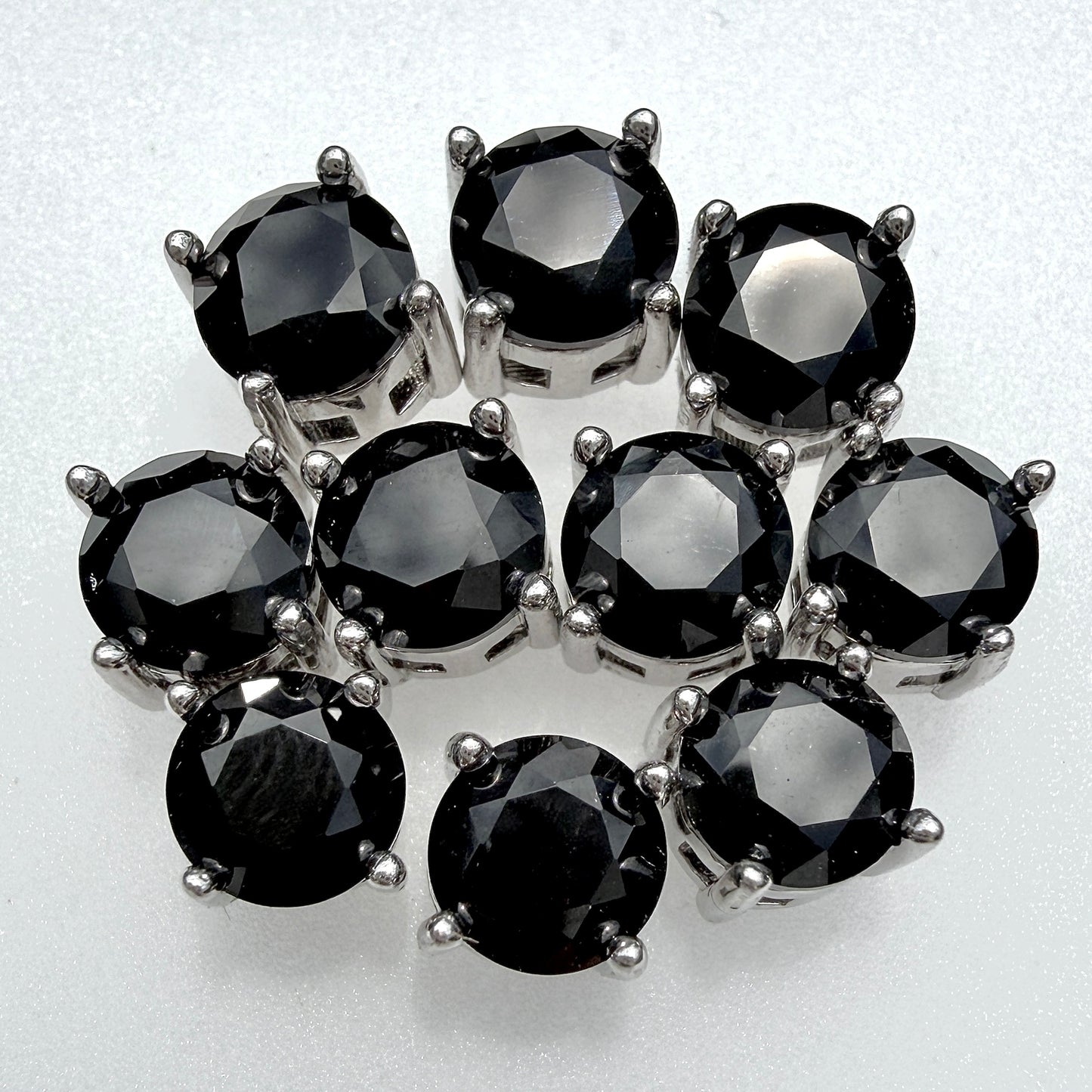 Wholesale 5 Pairs Natural Black Spinel Stud Earrings with Sterling Silver (925) Posts – 6mm