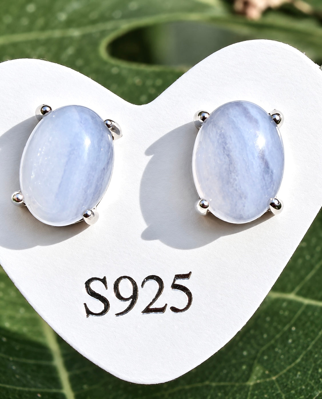 Wholesale Lot 5 Pairs Natural Blue Lace Agate Earring Studs 6x8mm