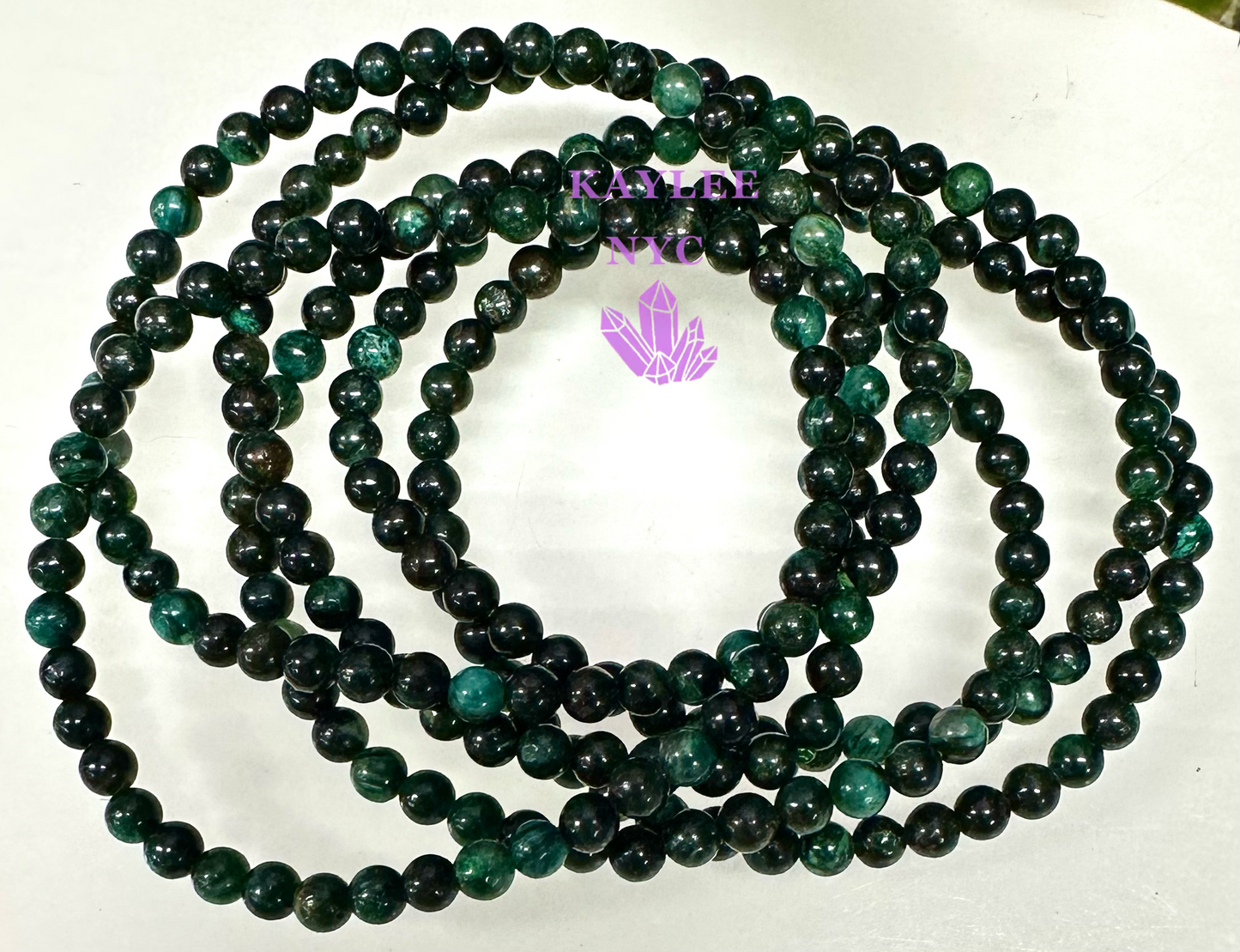 6 PCs 4mm Natural Green Lepidolite Stretch Bracelet 7.5”