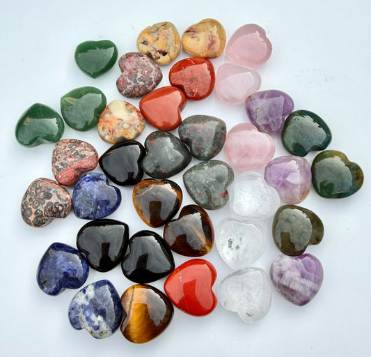 Wholesale Lot 36 Pcs 2cm Mix Natural Crystal Hearts Healing Energy