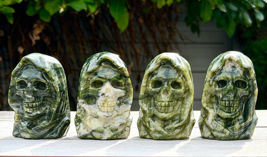 Wholesale lot 4 Pcs Natural Nephrite Jade Reaper Skeleton Crystal Healing Energy