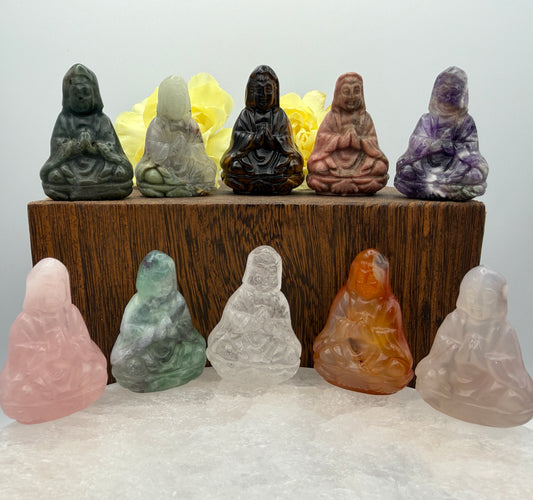 10 Pcs 1.5” Natural Crystal Guanyin Female Buddha