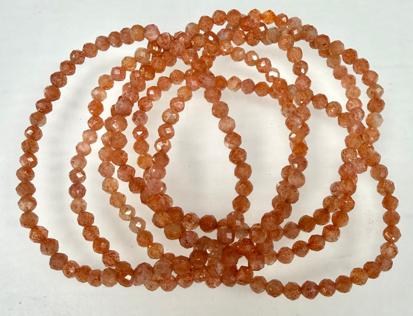6 PCs 4mm Natural Sunstone Faceted Bracelet 7.5”