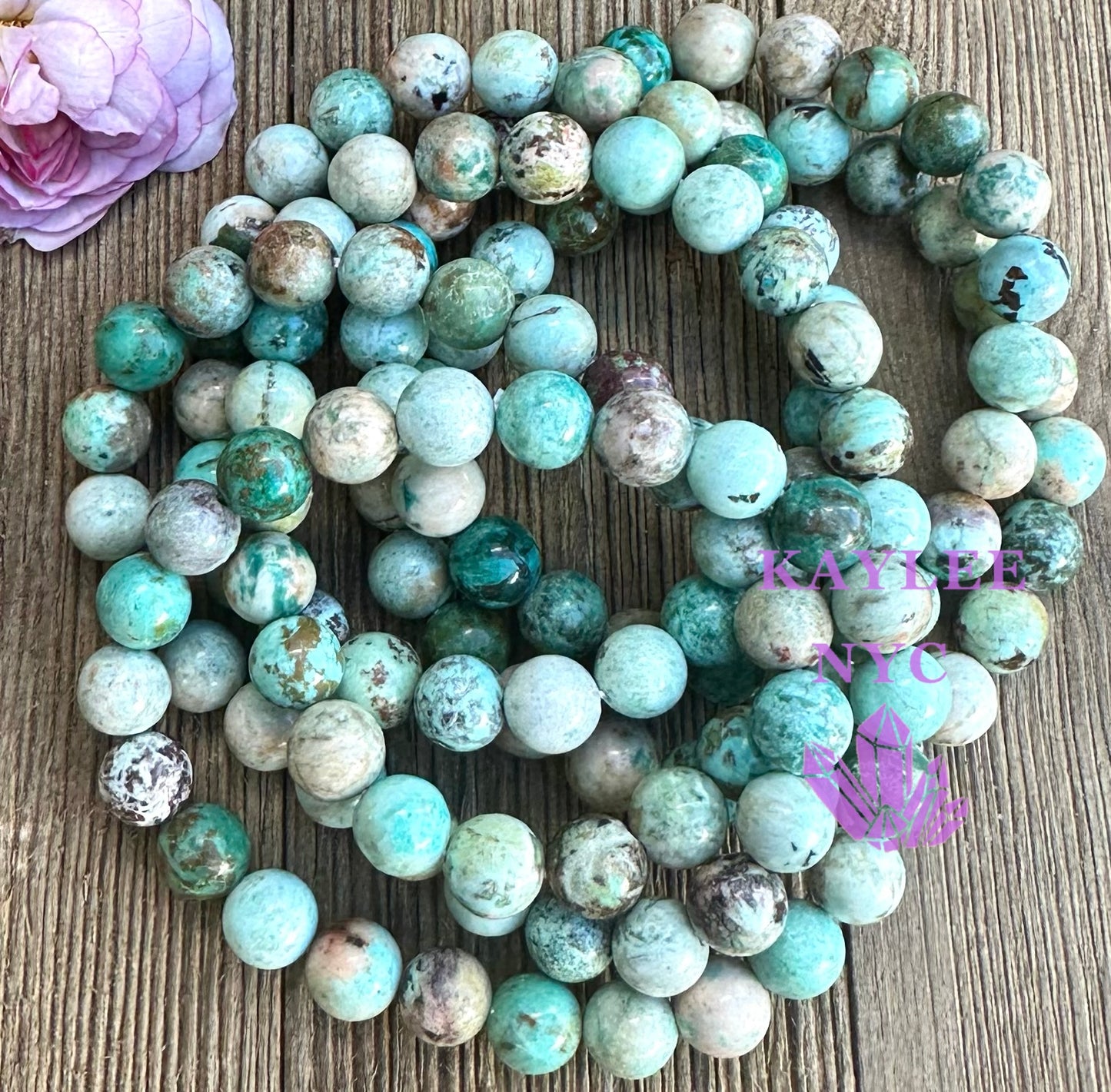 Wholesale 6 Pcs Natural Turquoise 8mm 7.5” Crystal Healing Stretch Bracelet