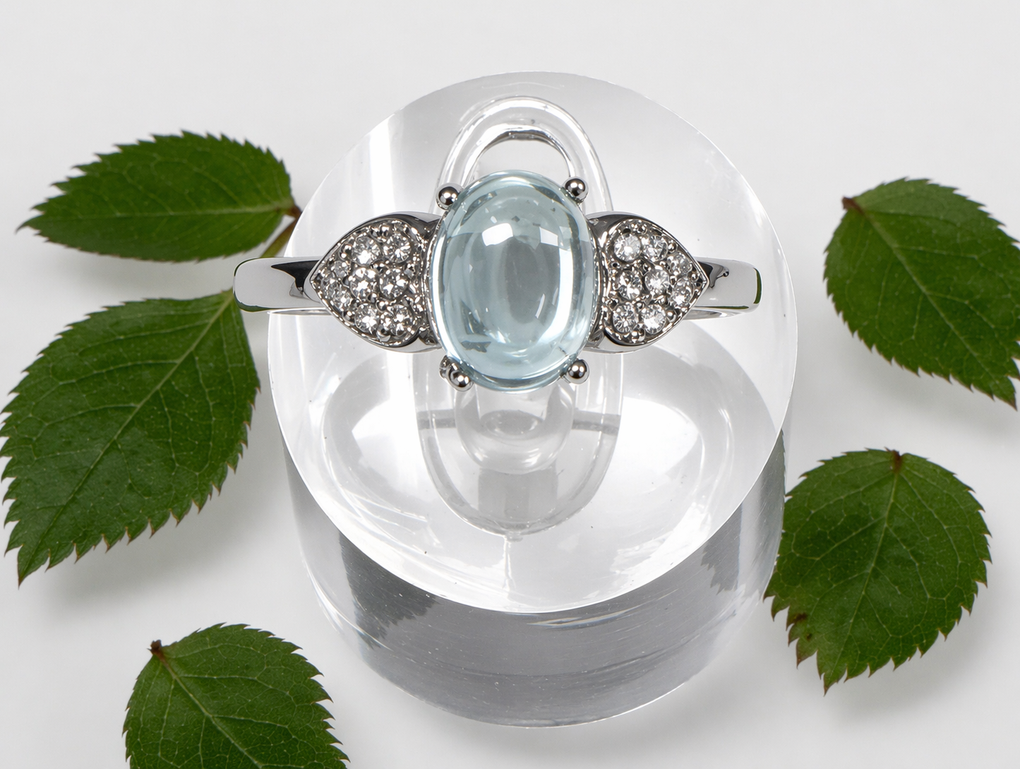 Wholesale Lot 7 pcs Natural Aquamarine Stainless Steel Ring 6x8mm