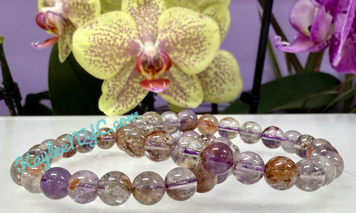 Wholesale 6 Pcs Natural Super Seven 8mm 7.5” Crystal Healing Stretch Bracelet