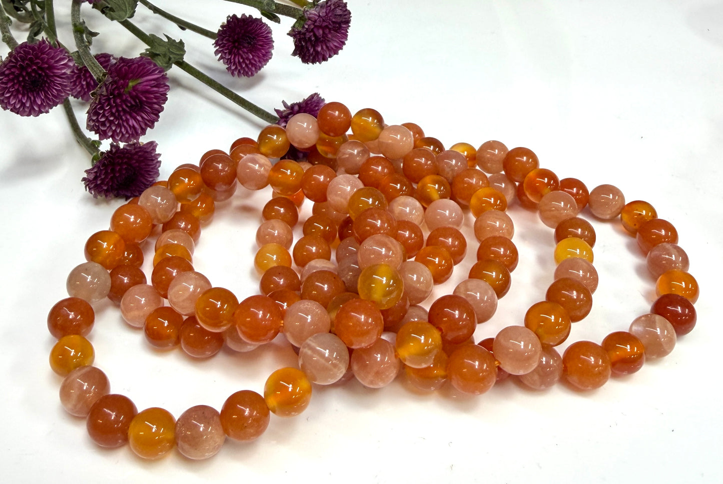 Wholesale 6 Pcs 8mm Natural Crystal Sacral Chakra Healing Stretch Bracelet 7.5”