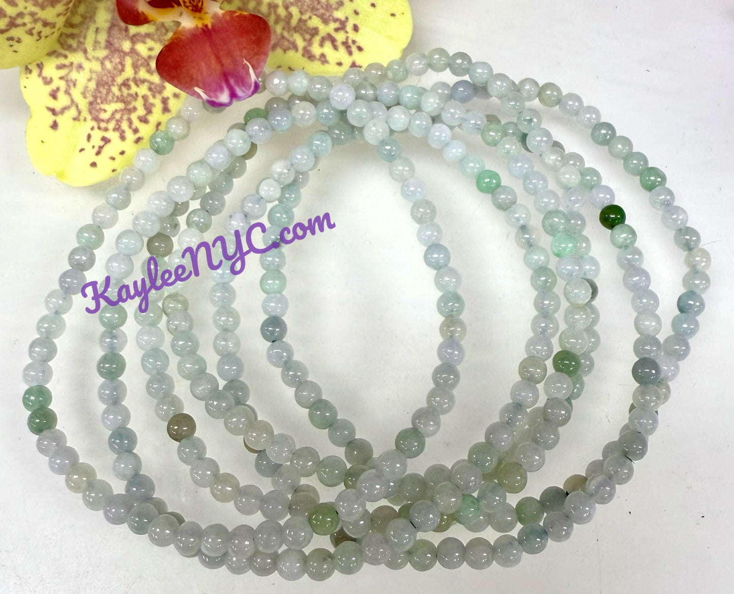 Wholesale Lot 6 Pcs Natural Jade 3.8mm 7.5” Crystal Healing Stretch Bracelet