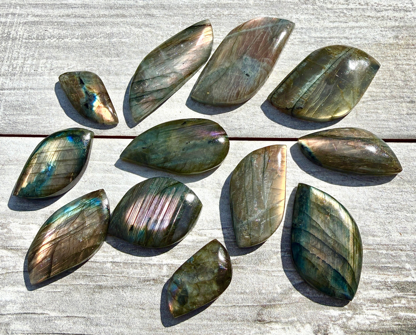 Wholesale Lot 12 pcs Natural Sunset Labradorite Cabochon Crystal Healing Energy