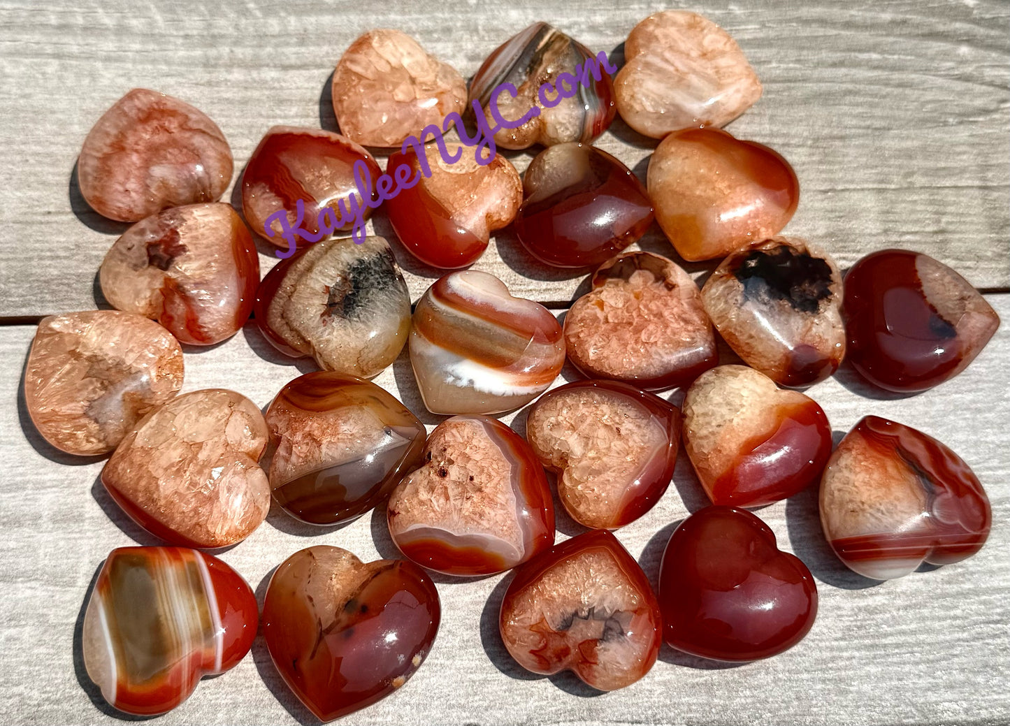 Wholesale 1 lb 1” Natural Carnelian Heart Crystal Energy