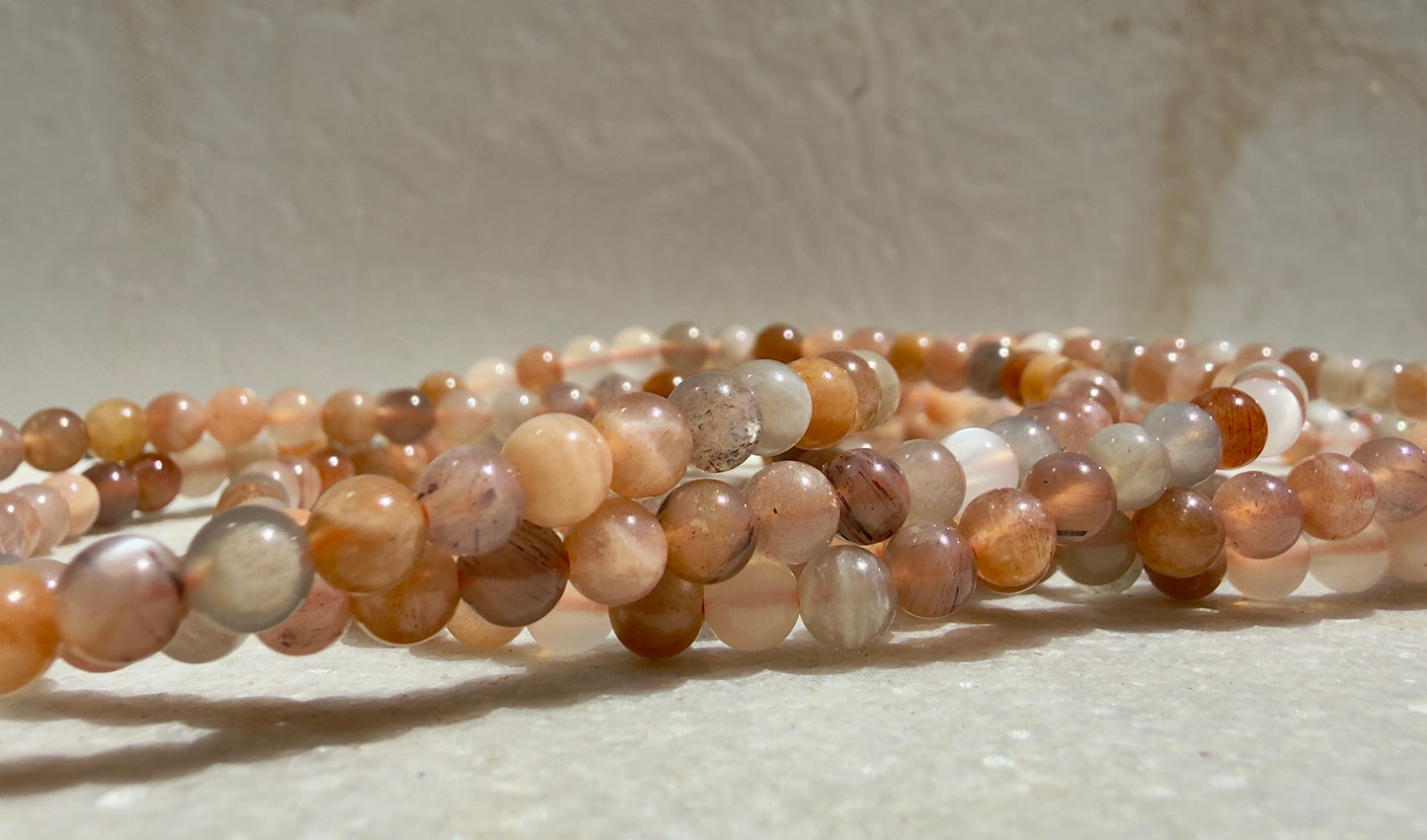 Wholesale Lot 6 Pcs Natural Black Moonstone 4mm 7.5” Crystal Healing Stretch Bracelet