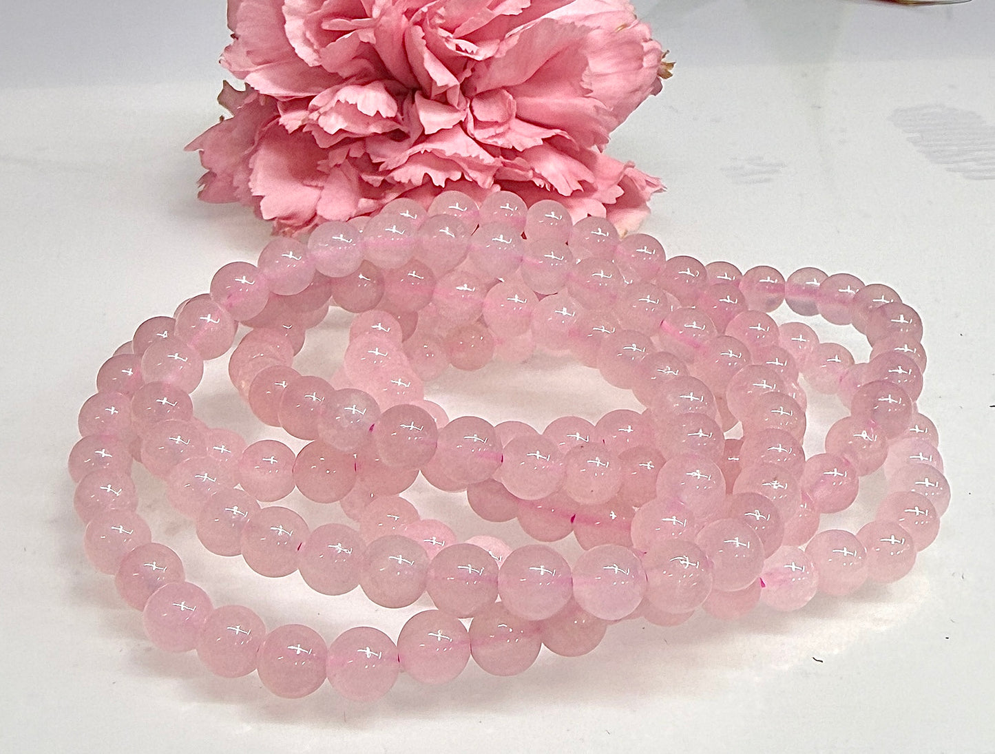 Wholesale Lot 6 Pcs Natural Rose Quartz 6mm 7.5” Crystal Healing Stretch Bracelet