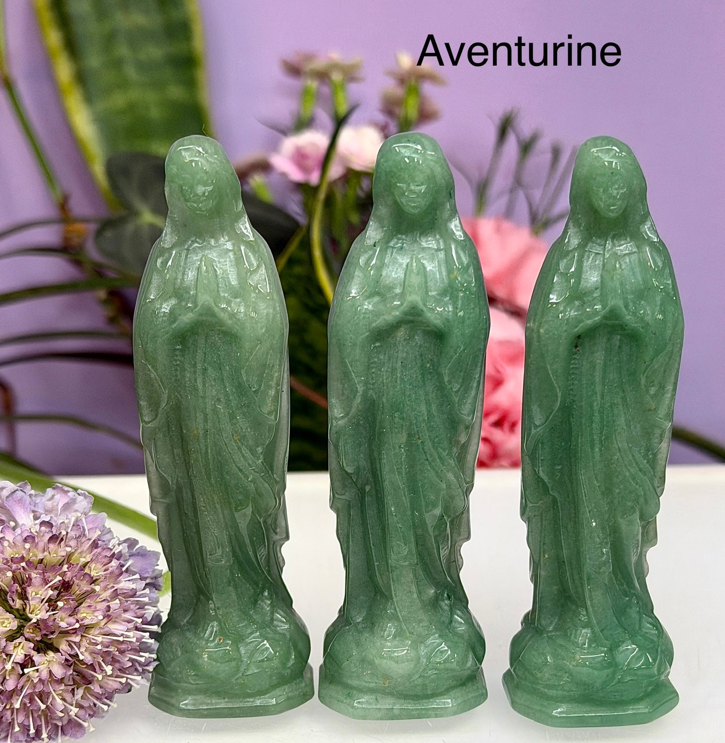 4PCs 10cm Natural Crystals Virgin Mary Healing Energy