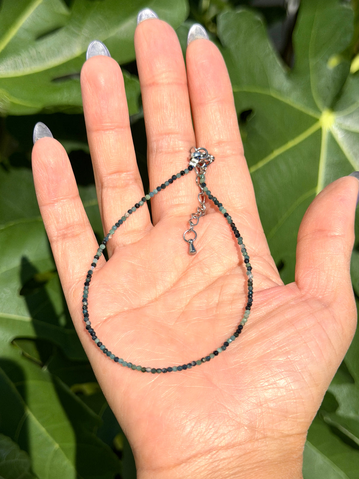 6 PCs 2mm Natural Blue Tourmaline Anklet Crystals Healing Energy