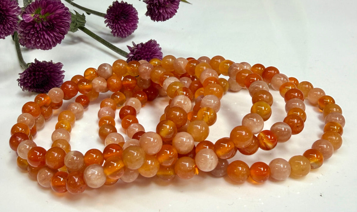 Wholesale 6 Pcs 6mm Natural Crystal Sacral Chakra Healing Stretch Bracelet 7.5”