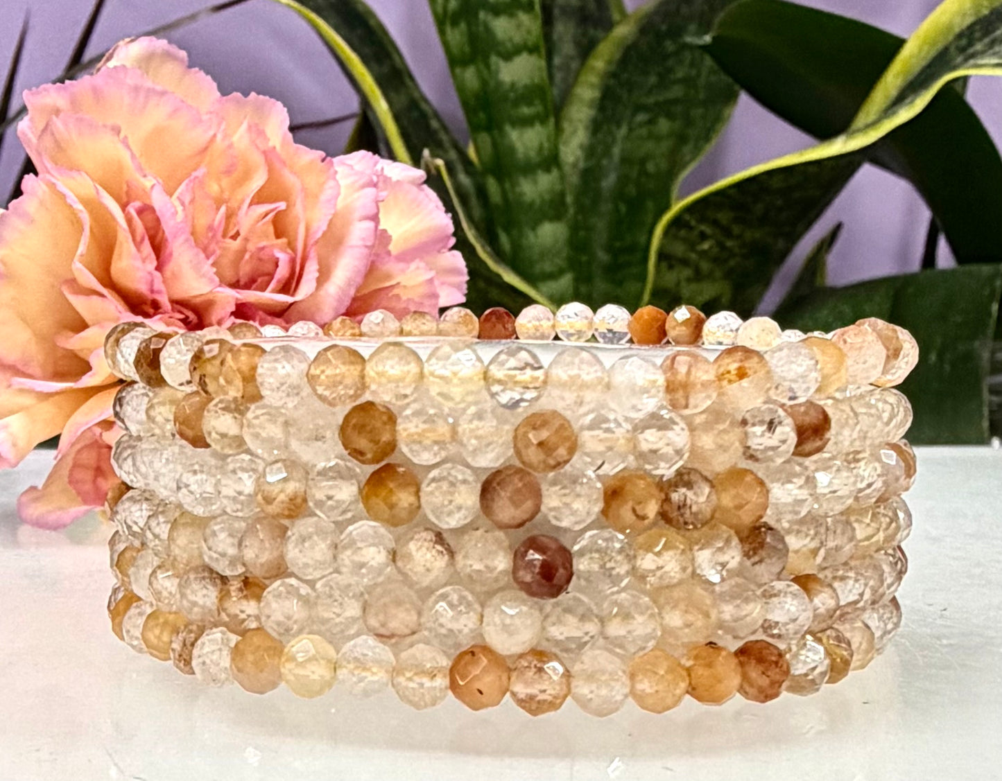 6 PCs 4mm Natural Amphibole Quartz Stretch Bracelet 7.5”