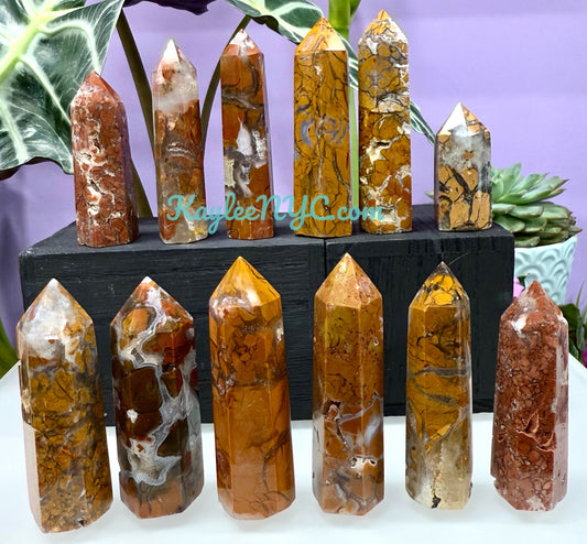 2 lbs Natural Brecciated Jasper Obelisk Tower