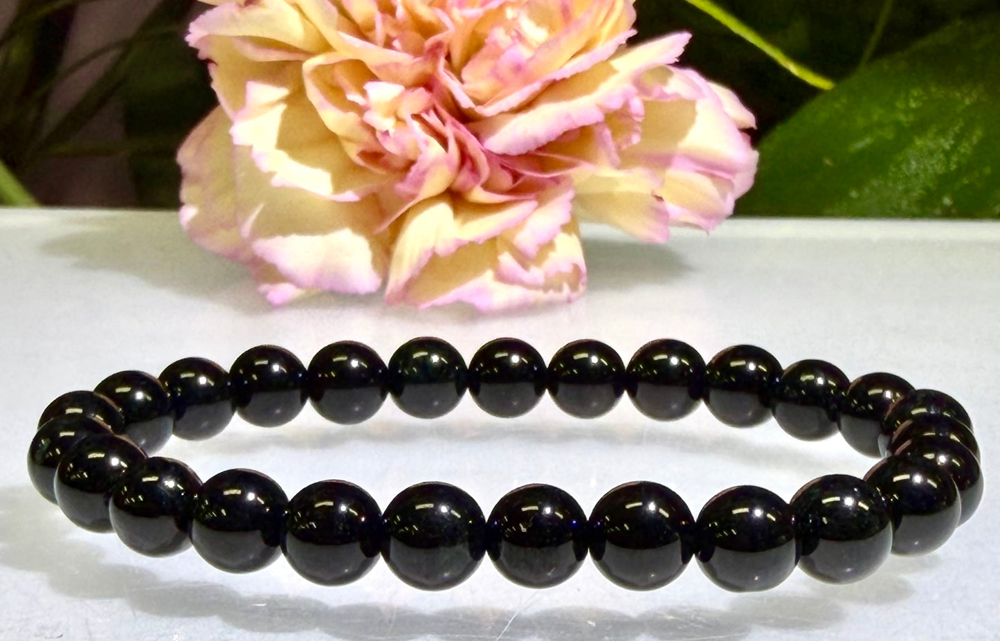 Wholesale 6 Pcs 7.8mm Black Burma Jade Jadeite Natural Crystal Healing Stretch Bracelet 7.5”