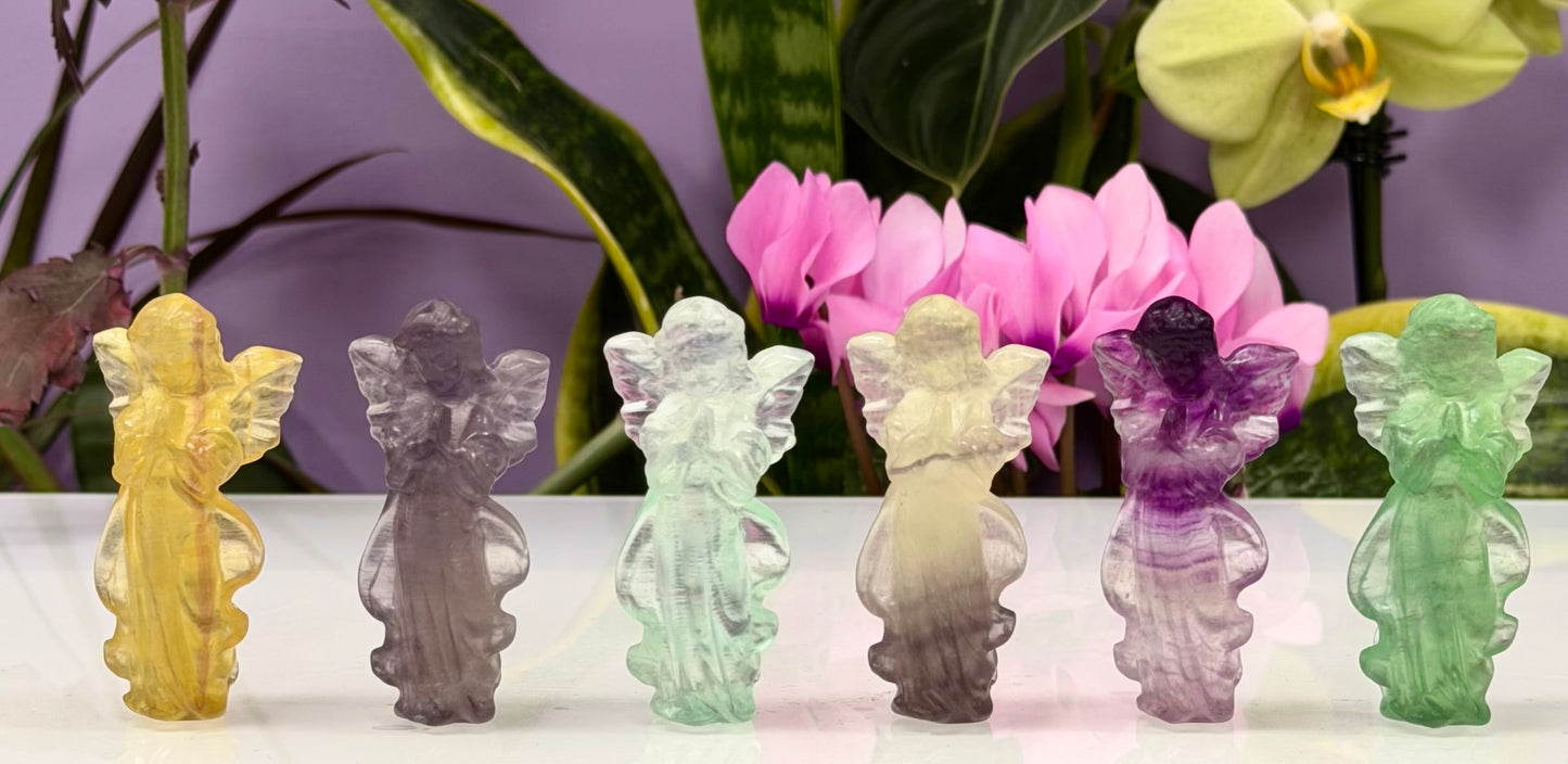 Wholesale Lot 6 PCs Natural Fluorite Angels Crystal Healing Energy