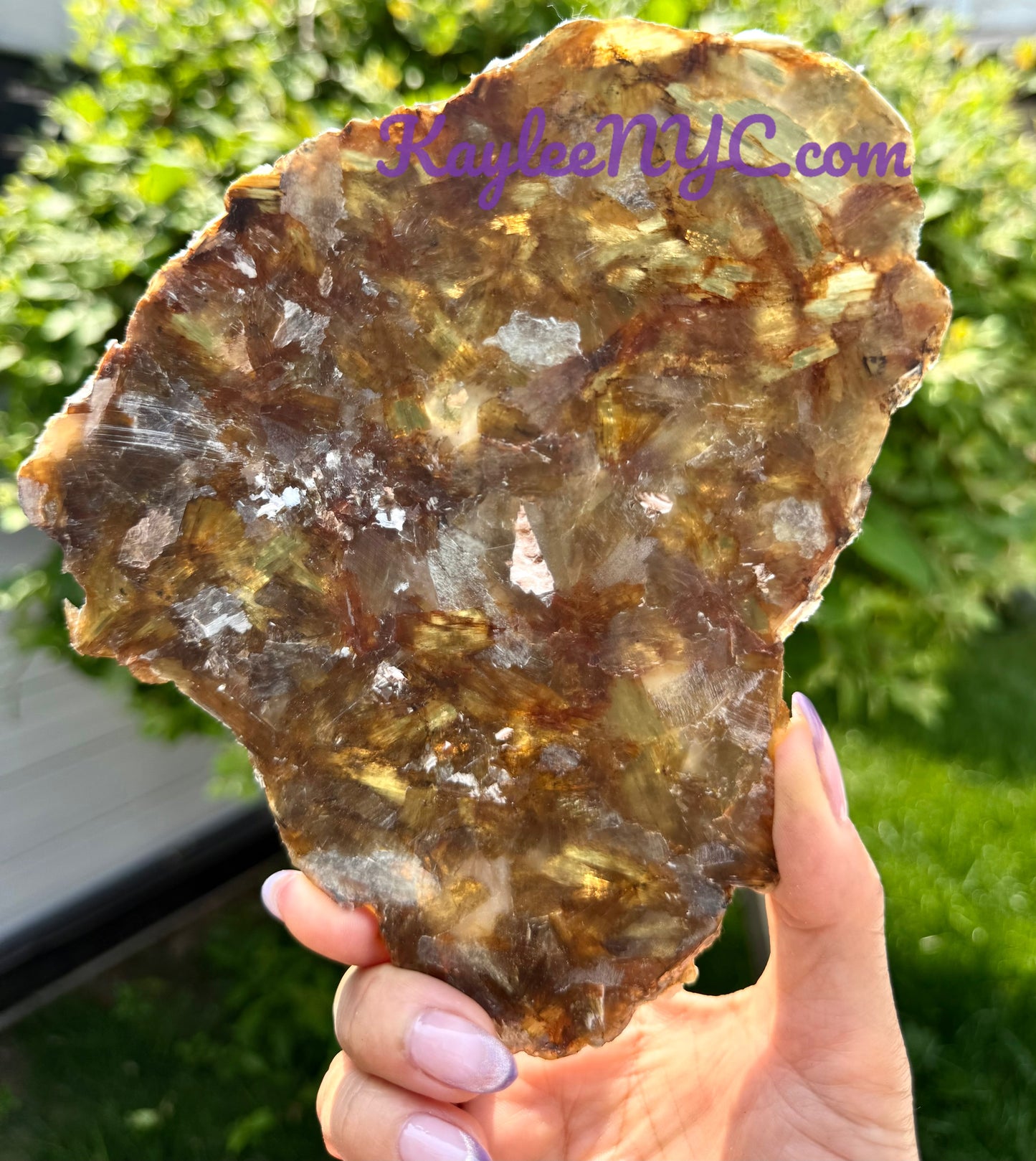 3 PCs Natural Golden Lepidolite Mica Slabs