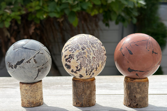 Wholesale Lot 3 Pcs Natural Picture Jasper Sphere Crystal Healing