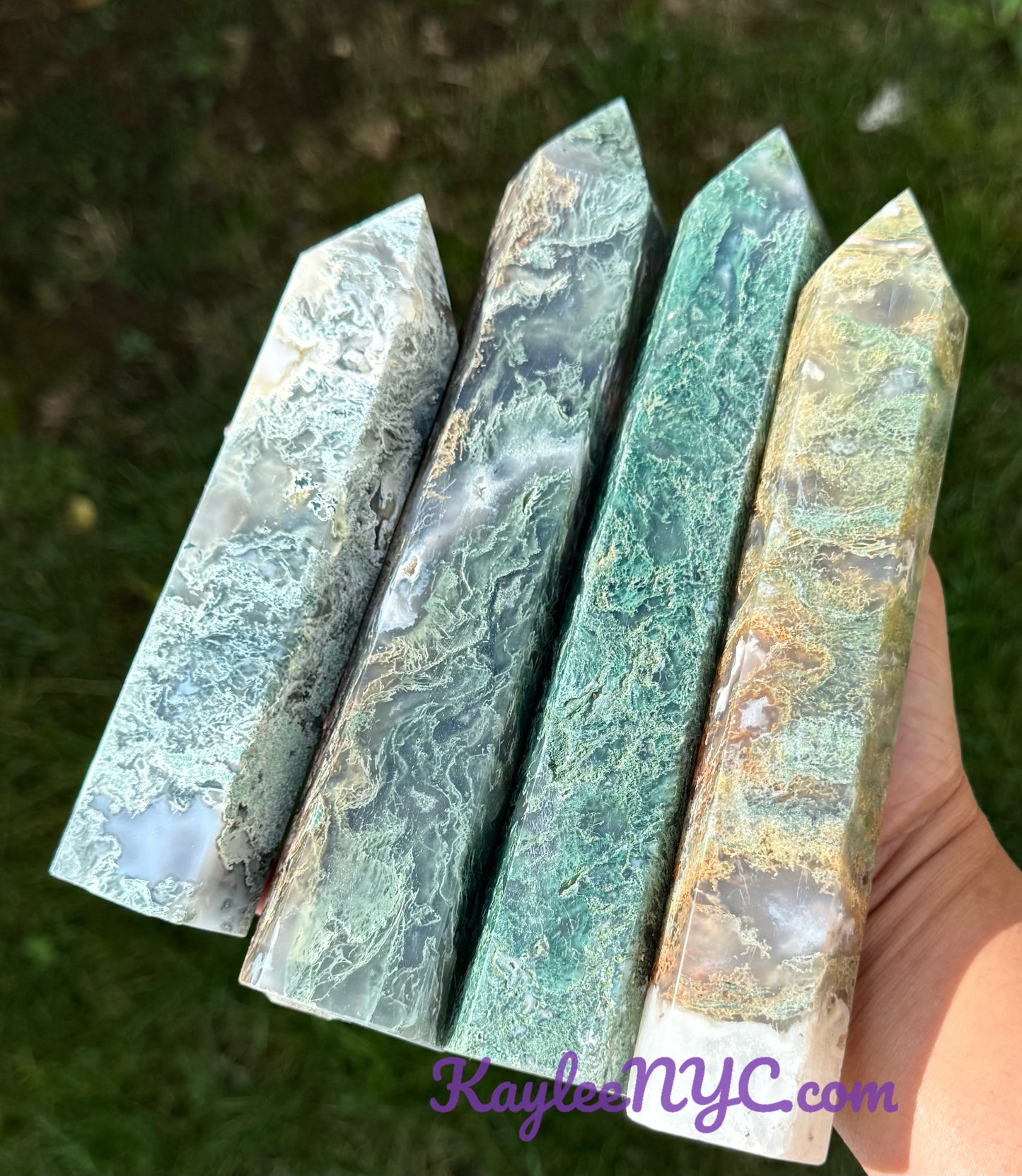 Wholesale Lot 3-4 pcs large Natural Moss Agate obelisk Tower Point Crystal Healing Energy 5.9 to 6 lbs