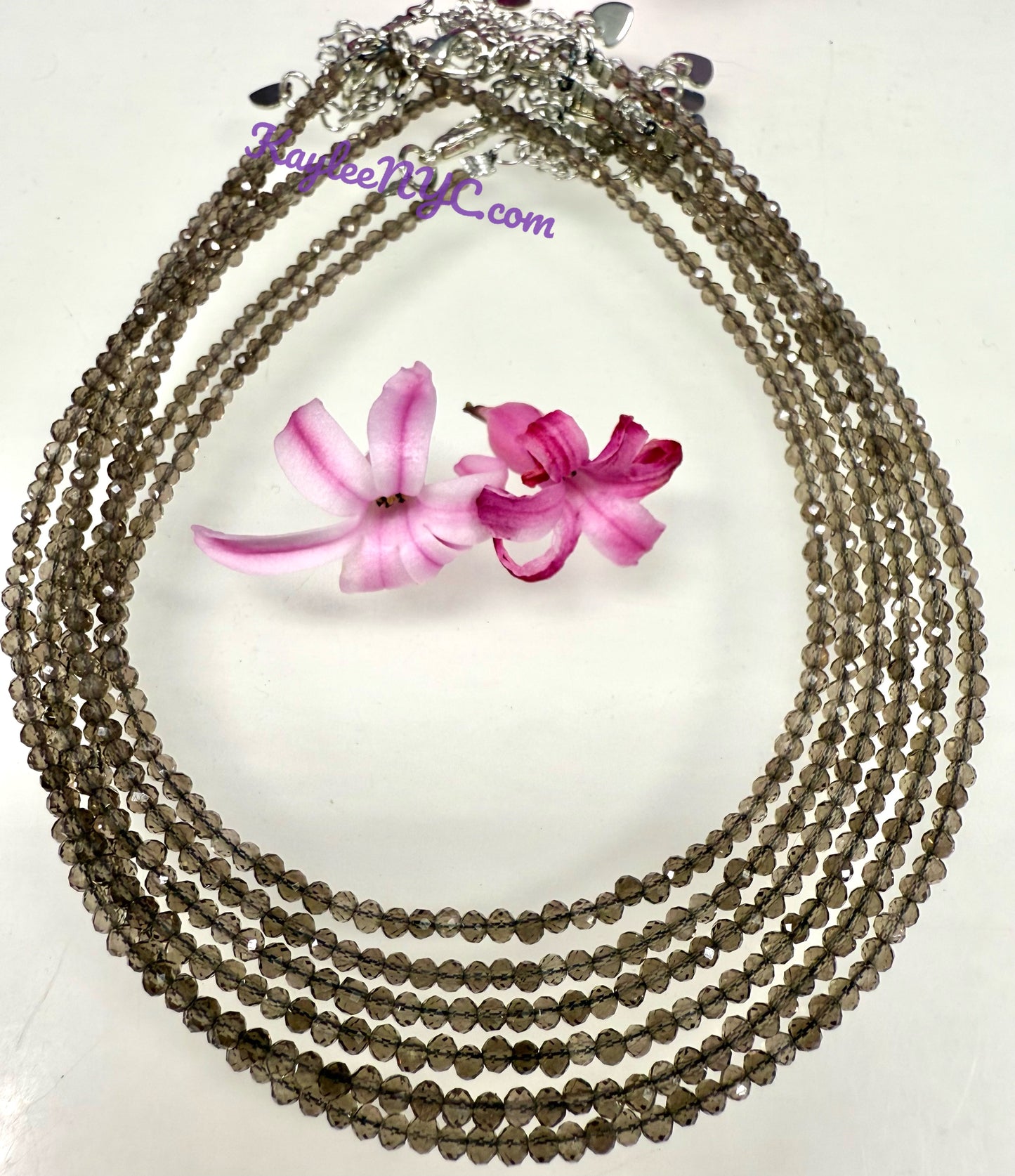 6 PCs 2mm Natural Smoky Quartz Anklets Crystal Healing Energy