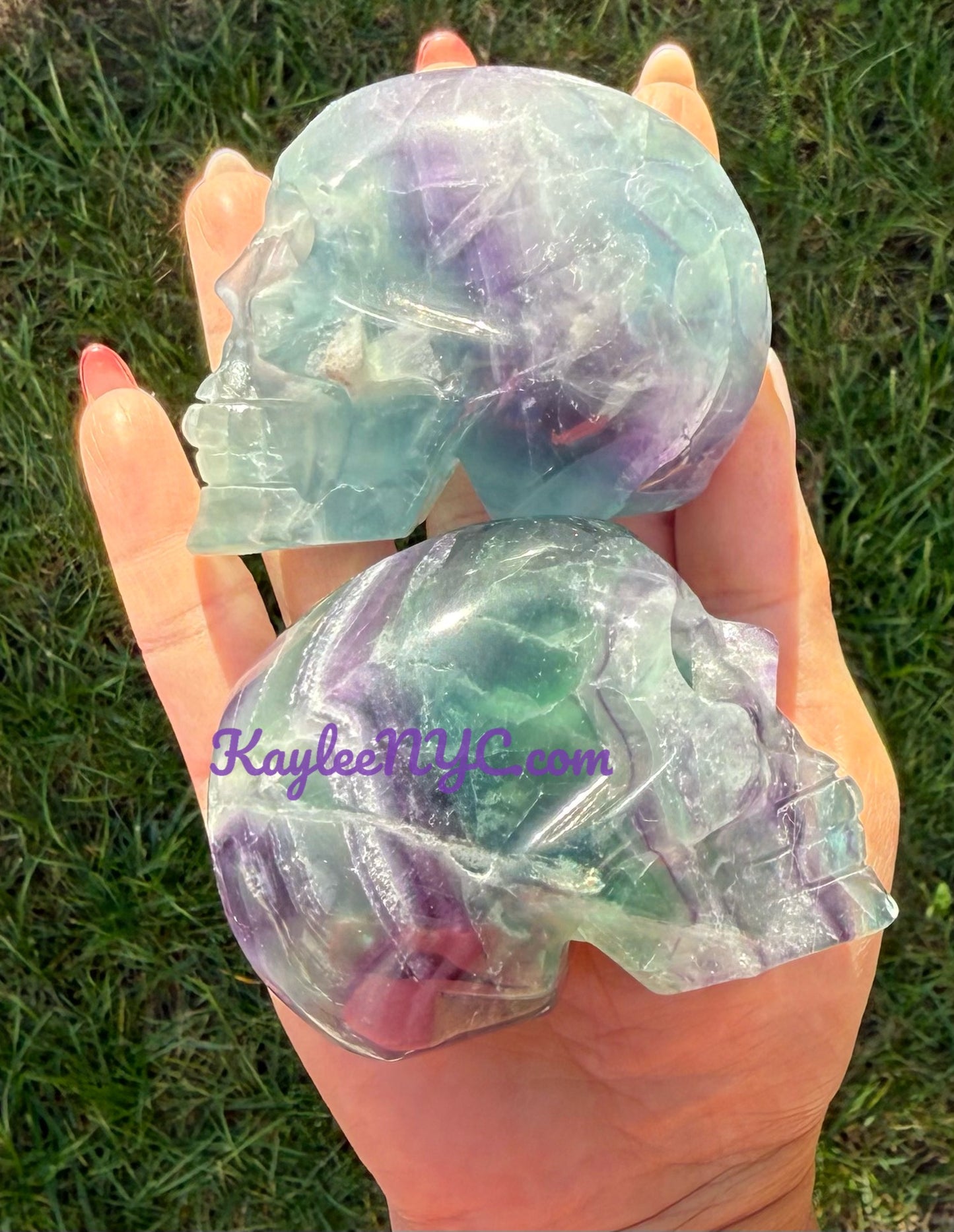 4 PCs Natural Natural Rainbow Fluorite Crystal Skull