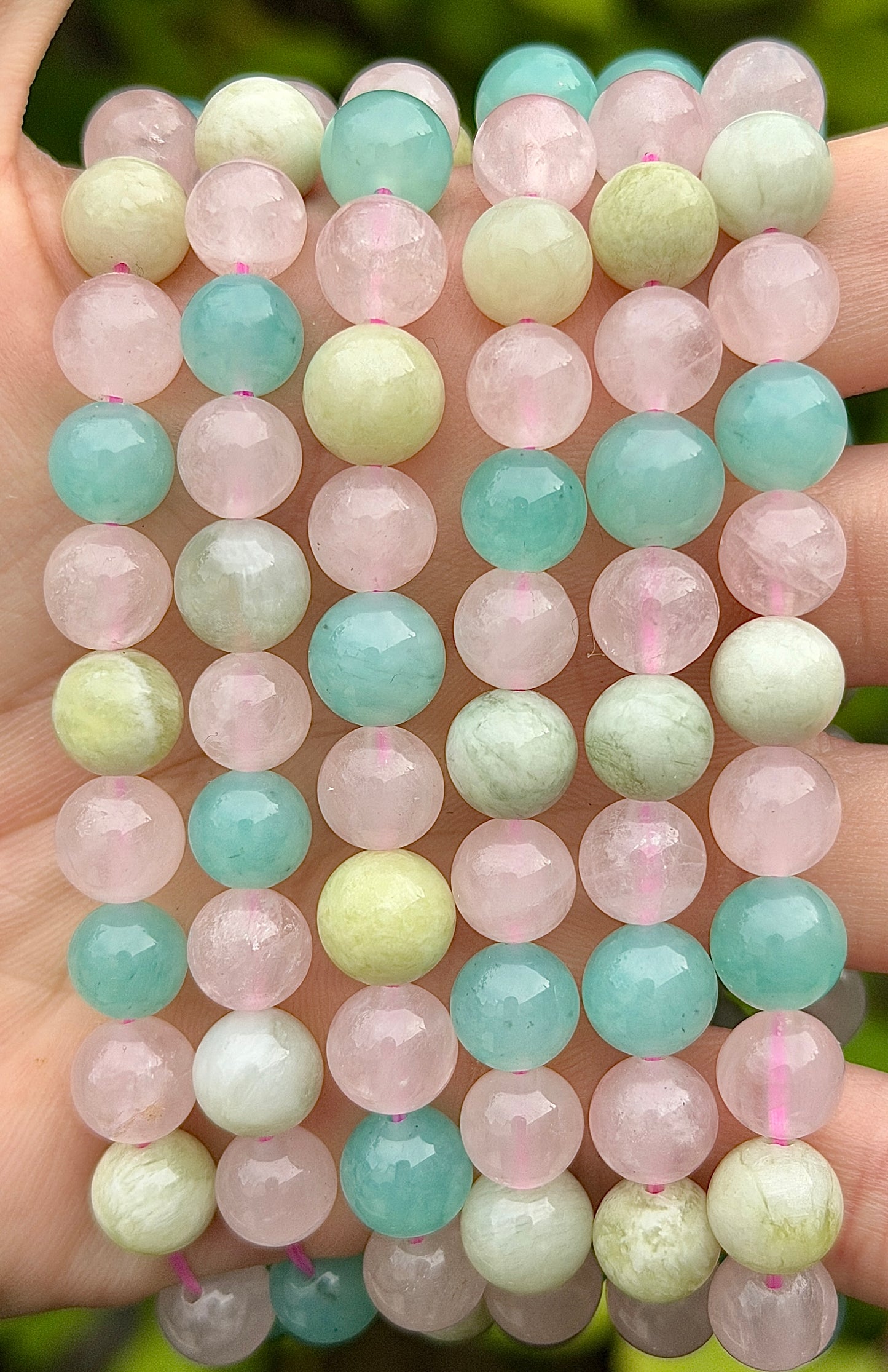 Wholesale 6 Pcs Natural Peace and Love 8mm 7.5” Crystal Stretch Bracelet