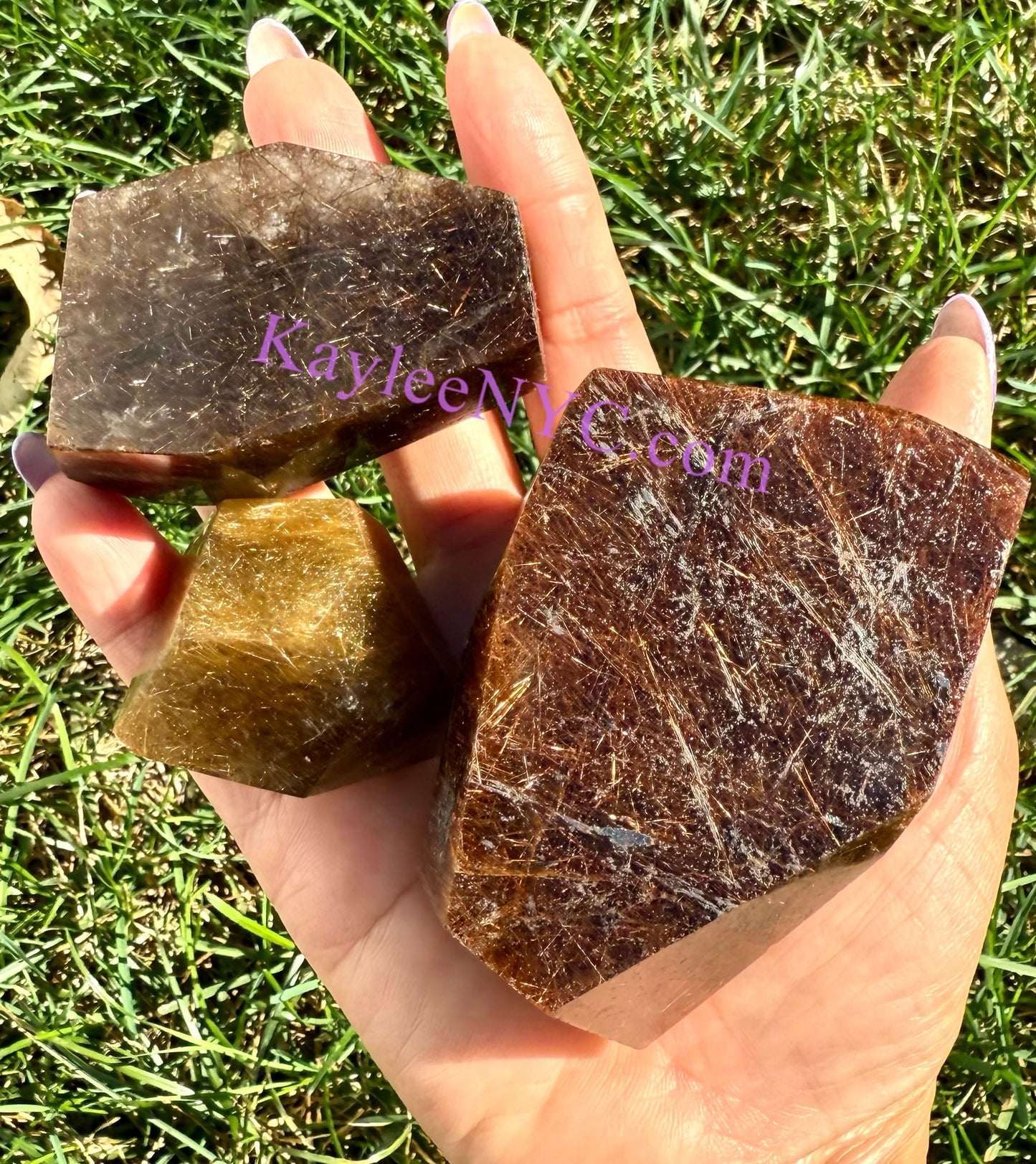 Wholesale Lot 2 lbs Natural Copper Gold Rutilated Quartz Crystal Polished Freeform Healing Energy