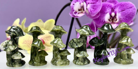 Wholesale Lot 6 pcs Natural Nephrite Jade Mushroom Crystals Healing Energy