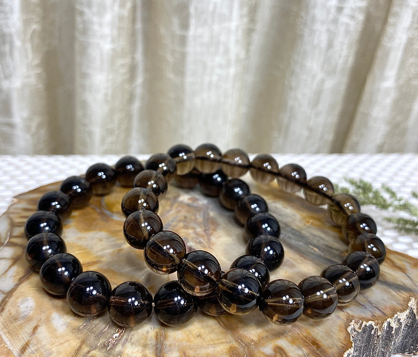 Wholesale 6 Pcs Natural Smoky Quartz 8mm 7.5” Crystal Healing Stretch Bracelet