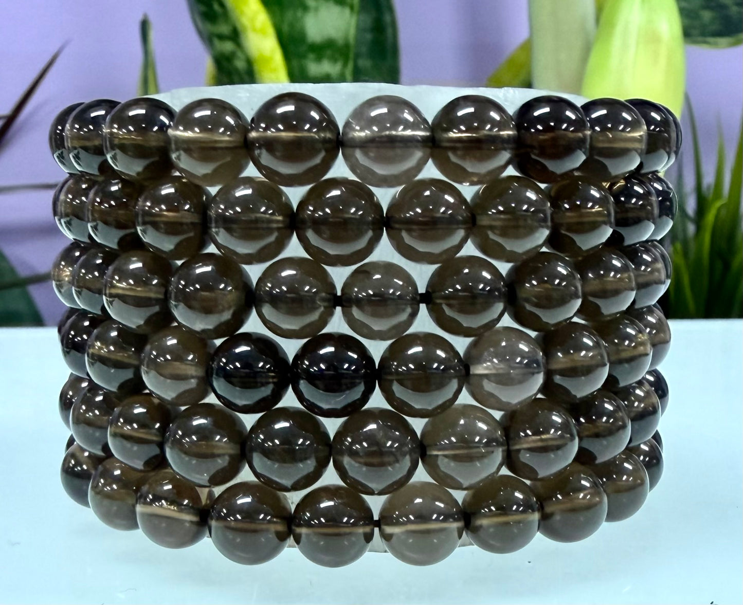 Wholesale 6 Pcs Natural Smoky Quartz 8mm 7.5” Crystal Healing Stretch Bracelet