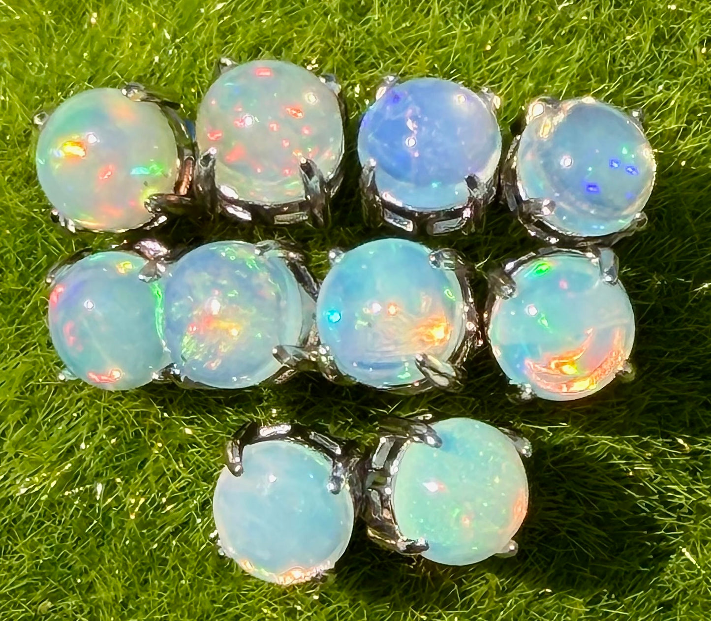 Wholesale 5 Pairs Natural Opal Sterling Silver(925) Posts 6mm