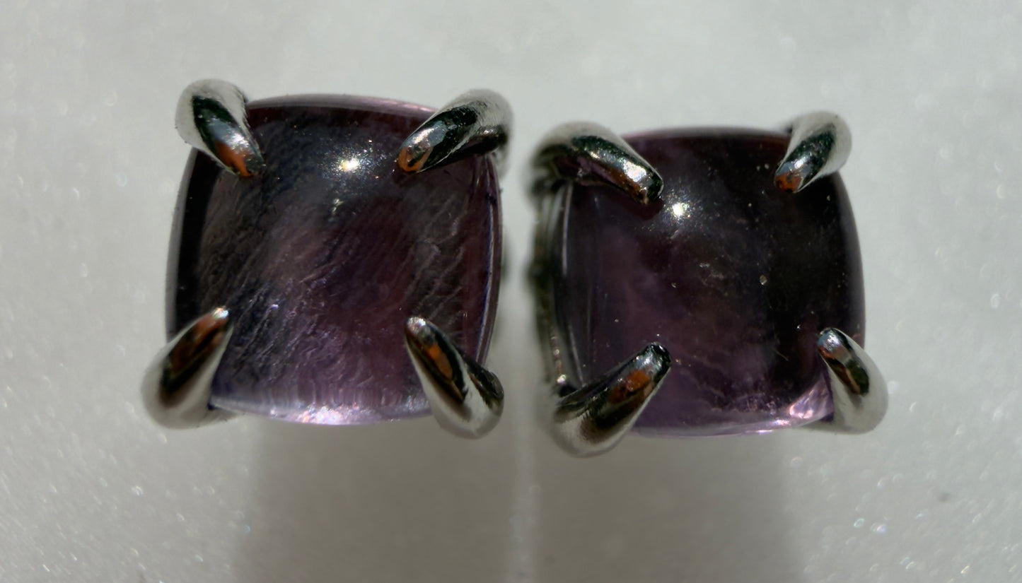 Wholesale Lot 5 Pairs Natural Amethyst Sterling Silver (925) Posts