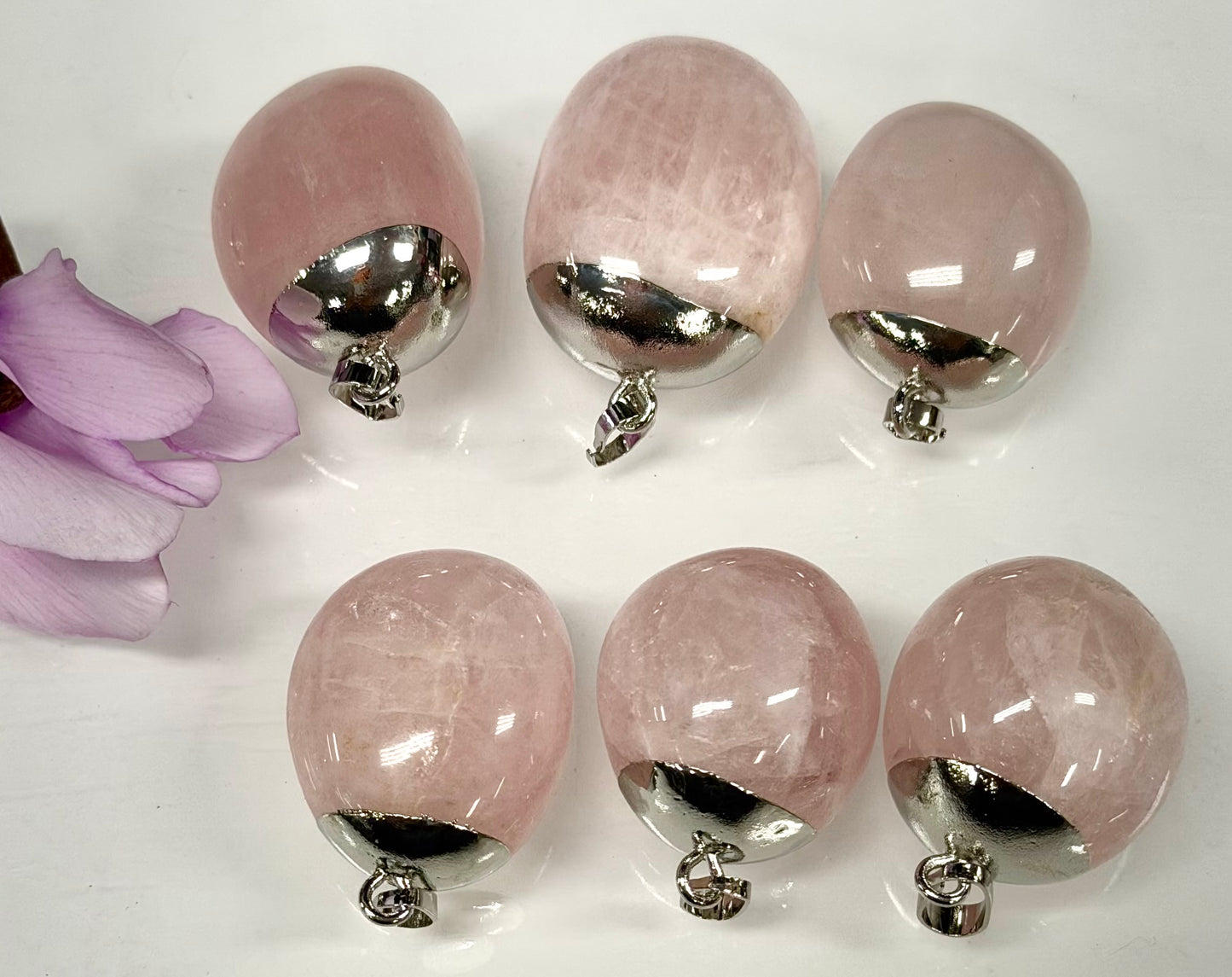 Wholesale Lot 6 Pcs Natural Rose Quartz Pendant