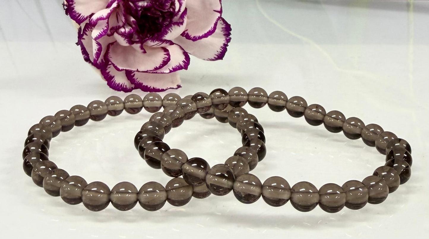 Wholesale Lot 6 Pcs Natural Ice Obsidian 6mm 7.5” Crystal Healing Stretch Bracelet