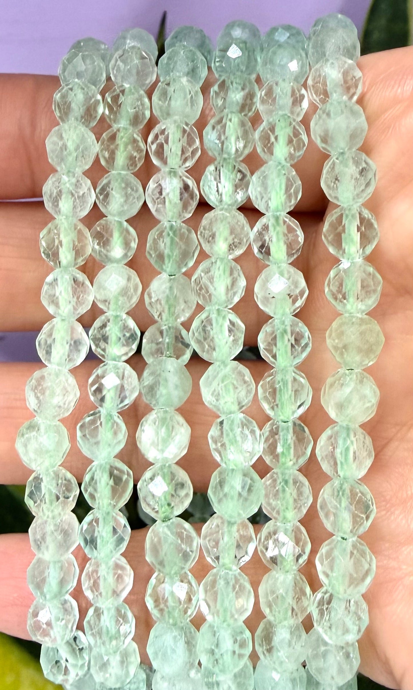 Wholesale Lot 6 Pcs Natural Green Fluorite Faceted 6mm 7.5” Crystal Healing Stretch Bracelet