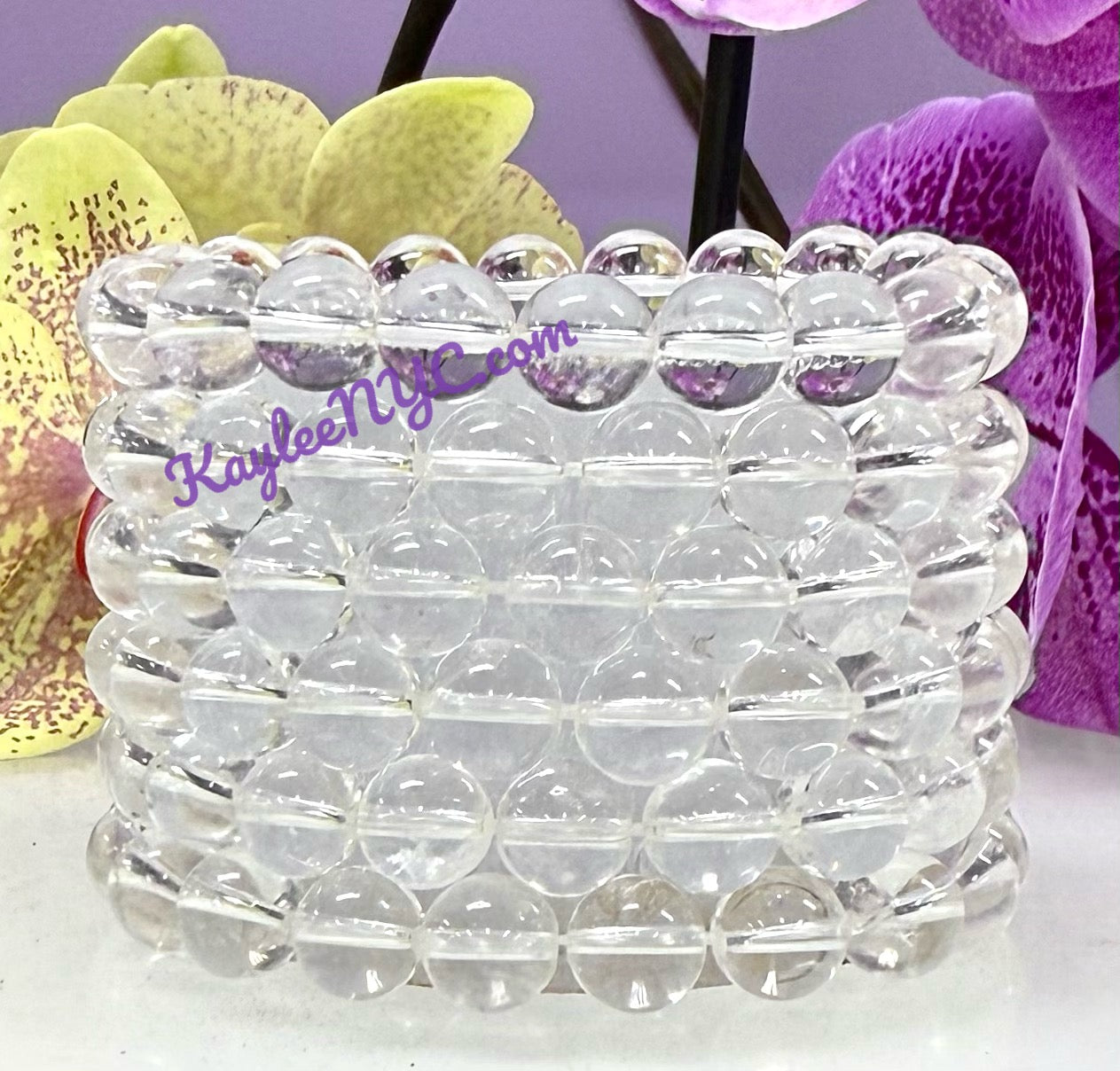 Wholesale Lot 6 Pcs Natural Clear Quartz 10mm 8” Crystal Healing Stretch Bracelet