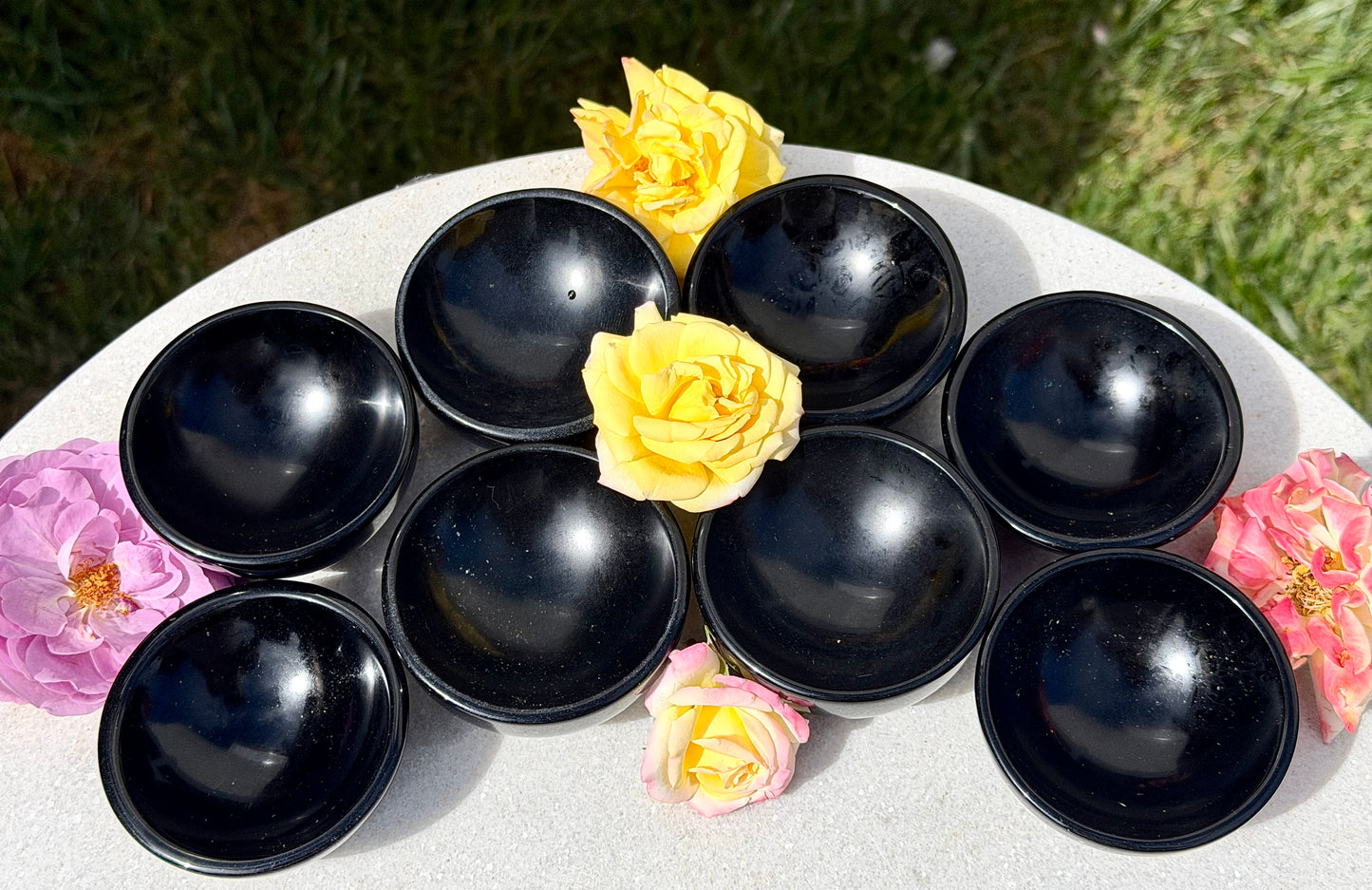 Wholesale Lot 6-8 pcs Natural Black Obsidian Bowl Crystal Healing Energy