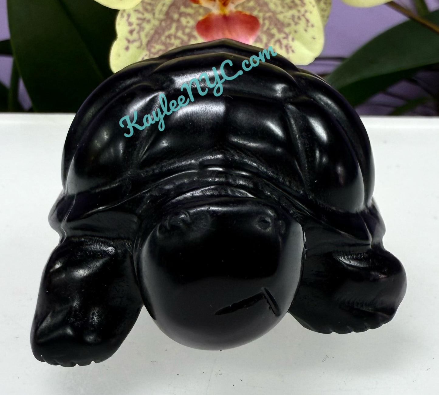 Wholesale Lot 4 pcs 8.5cm Natural Black Obsidian Yooperlite aka Emberlite Turtles Crystals Healing Energy