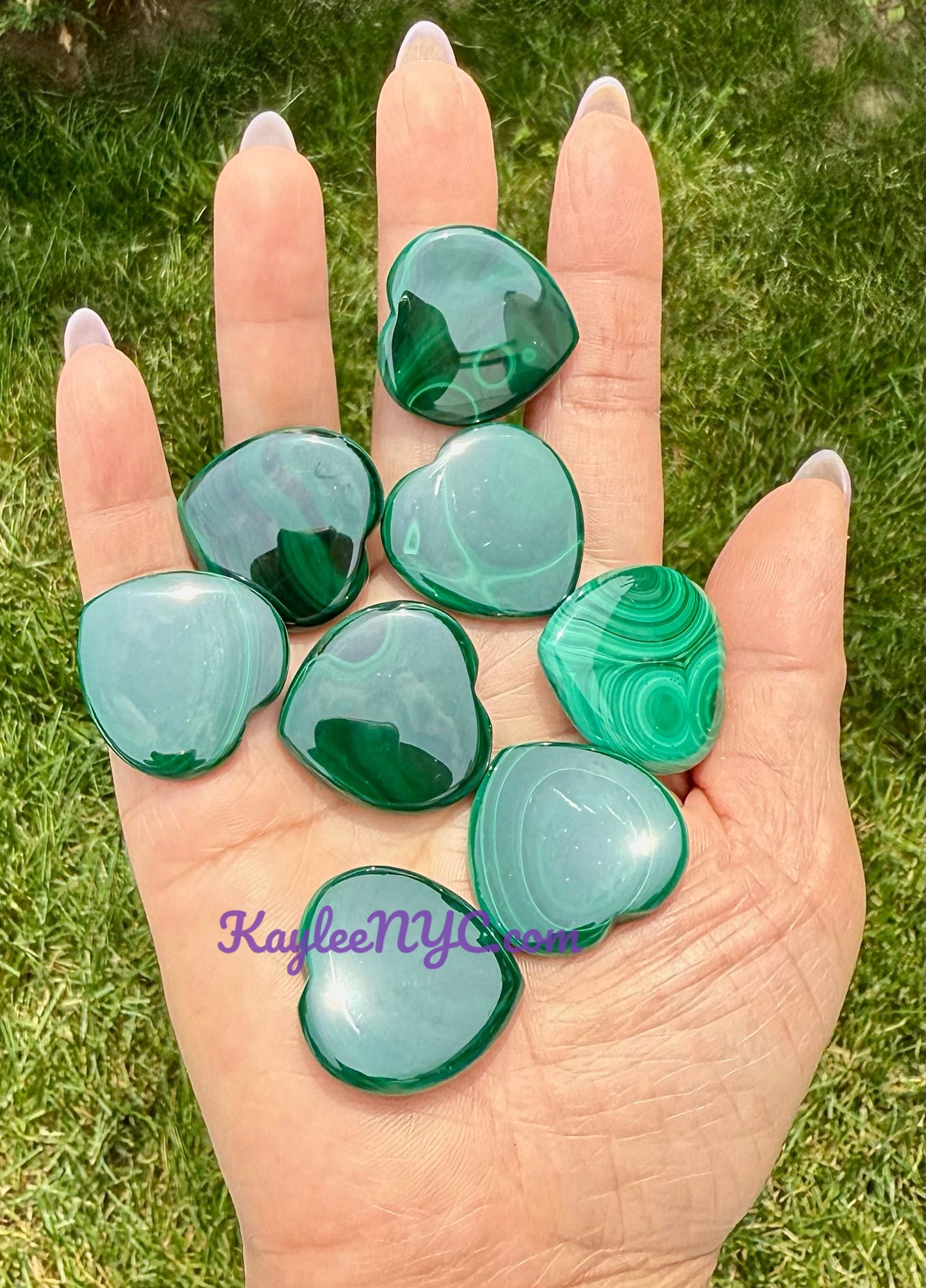 Wholesale Lot 8 pcs Natural Malachite Heart crystal Healing Energy