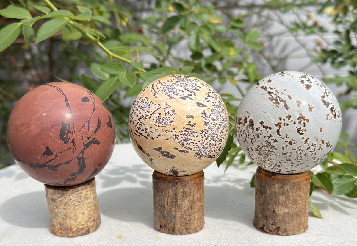 Wholesale Lot 3 Pcs Natural Picture Jasper Sphere Crystal Healing