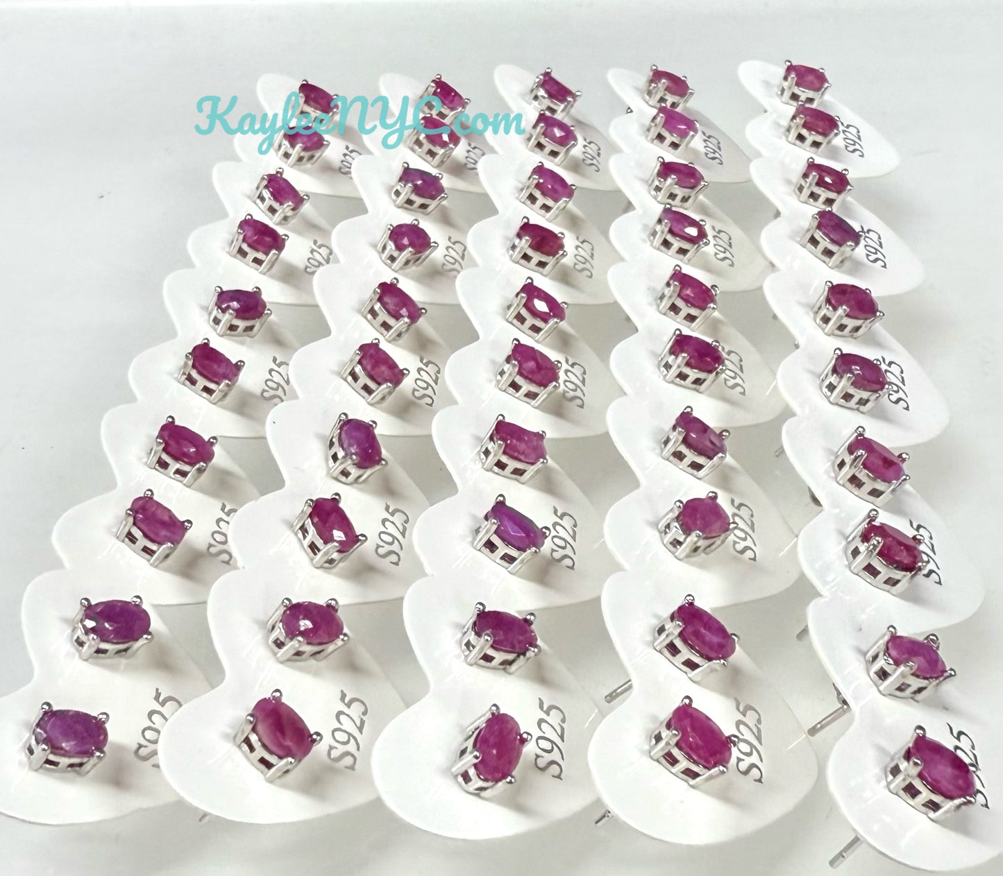 Wholesale Lot 5 Pairs Natural Ruby Sterling Silver(925) Earring Studs 4x6mm