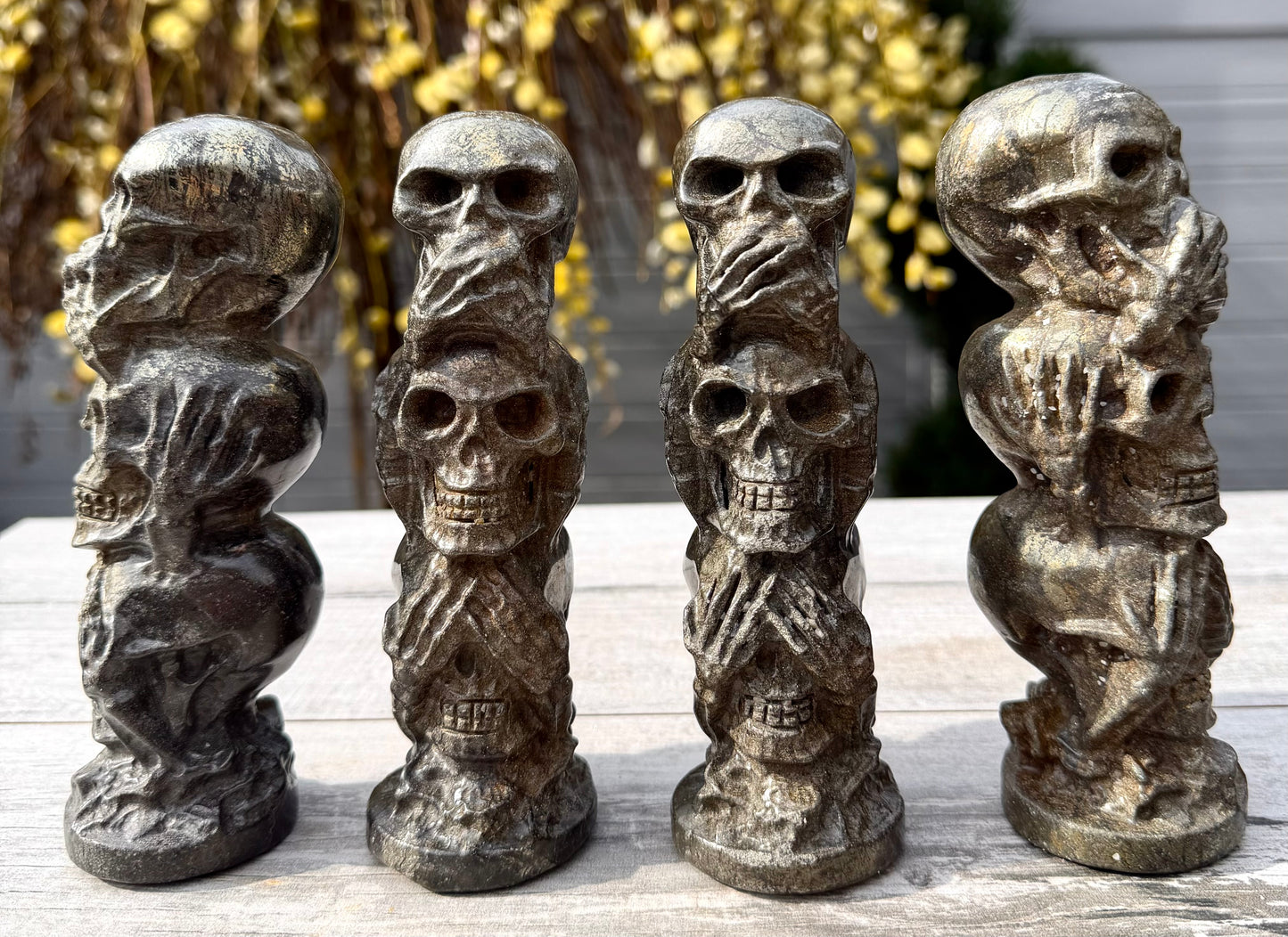 4 PCs 6” Natural Pyrite Skulls Crystal Healing Energy