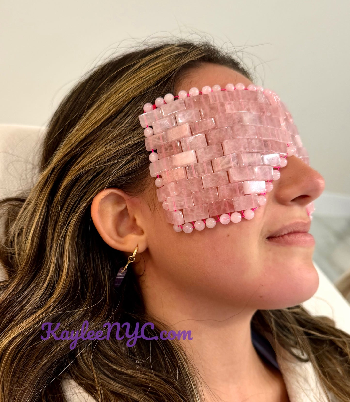 3 PCs Natural Rose Quartz Eye Mask Crystal