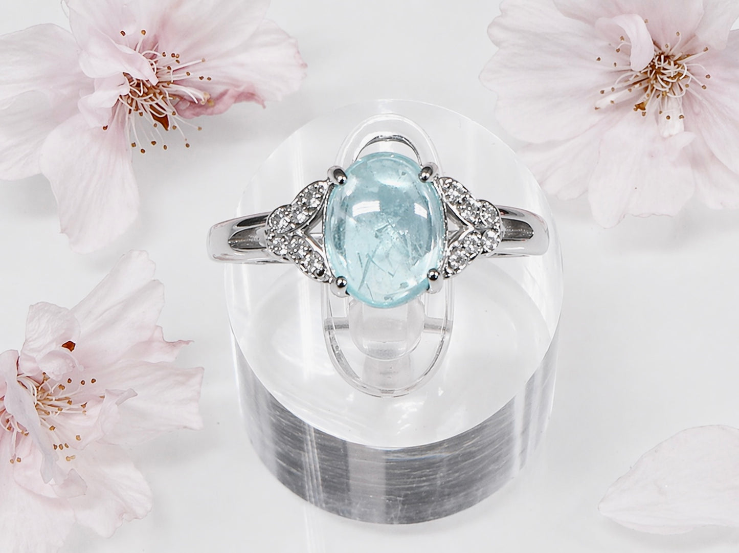 Wholesale Lot 7 pcs Natural Aquamarine Stainless Steel Ring 7x9mm