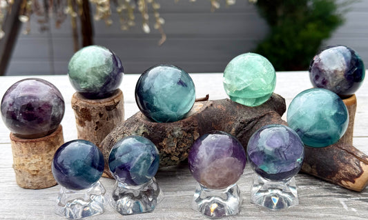 Wholesale Lot 10 Pcs Natural Fluorite Sphere Crystal Ball 1.9-2lbs Healing energy