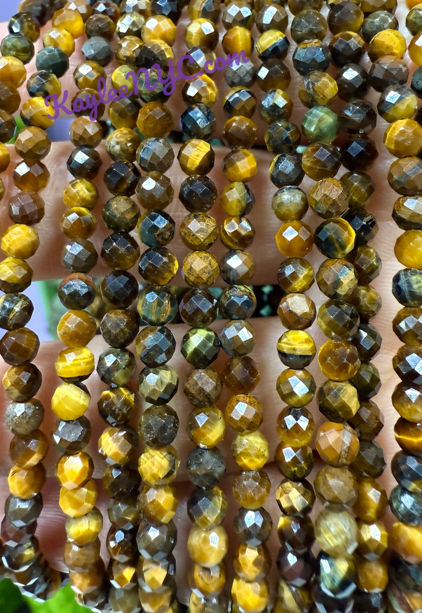 Wholesale Lot 6 Pcs Natural Faceted Tiger Eye 4mm 7.5” Crystal Healing Stretch Bracelet